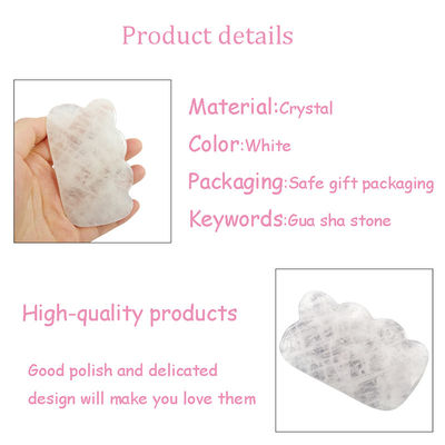 Witte kristal Gua Sha Natuurlijke Jade Guasha Gezichtsgereedschap voor lichaamsmassage SPA Acupunctuur Gezicht Nek en Oog Huidverzorging Gift