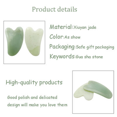 Xiuyan Jade Guasha Board voor gezichts- en lichaamsverzorging Huidverzorging Hartvorm Gua Sha Massagetool om spierspanning te verlichten