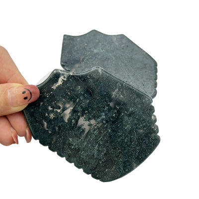 Draagbare handgesneden natuurgras Agate Guasha Stone Gezichtsmassage voor huidverzorging