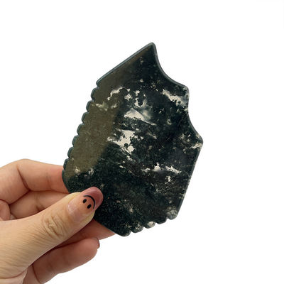 Draagbare handgesneden natuurgras Agate Guasha Stone Gezichtsmassage voor huidverzorging