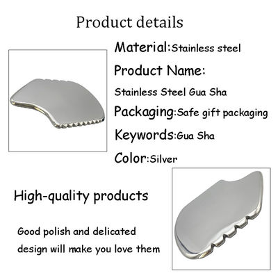 Zilver Gua Sha Gezichtsgereedschap Roestvrij staal Guasha Board voor SPA Acupunctuur voor het lichaam Gezicht Nek en Oog Huidverzorging Geschenk voor Vrouw