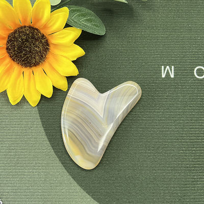 Gestript Agate Jade Hartvormig Schrapen Gua Sha Massage voor Hand Reparatie en Natuurlijke Huid Lifting