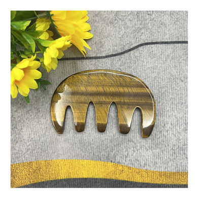 Meridian Care Jade Comb Natuurlijke Tiger Eye Stone Gua Sha Scraper voor hoofd en hoofdhuid massage