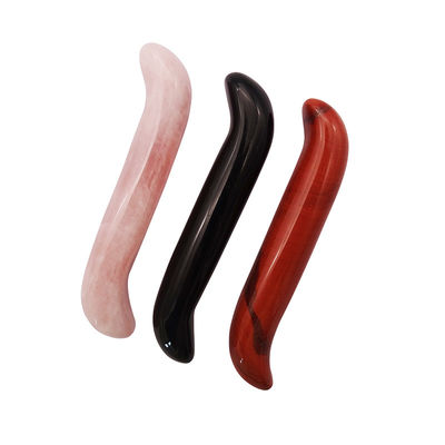 Natuurlijke Obsidian S-vormige massagestok Crystal Healing Yoni Wand Massager Stick voor gezicht en lichaam verjonging