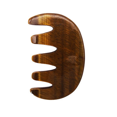 Bruine natuurlijke tijger oog steen Guasha massage kam voor lichaam en nek Therapie Haar kam Scalp Massager Tool SPA behandeling