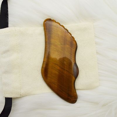 Handgemaakte handgemaakte Gua Sha natuurlijke tijger oog huid massager voor gezicht ogen nek nodieuze spier ontspanning OEM ODM