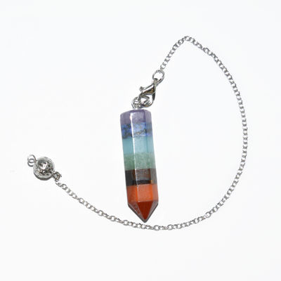 Kegelvormige sectie Natuurlijk kristal Zeven Chakra Genezende Geest Energie Slinger Zeshoekige piramide halsketting Hanger
