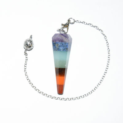Kegelvormige sectie Natuurlijk kristal Zeven Chakra Genezende Geest Energie Slinger Zeshoekige piramide halsketting Hanger