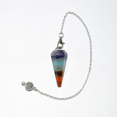 Kegelvormige sectie Natuurlijk kristal Zeven Chakra Genezende Geest Energie Slinger Zeshoekige piramide halsketting Hanger
