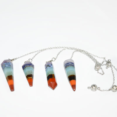 Kegelvormige sectie Natuurlijk kristal Zeven Chakra Genezende Geest Energie Slinger Zeshoekige piramide halsketting Hanger