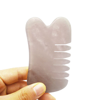 Handgemaakte natuurlijke rozenkwarts Gua Sha Schrapen Massage Kam Haar Guashsa voor hoofd Massage Modus nr. abkgs-030
