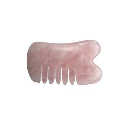 Handgemaakte natuurlijke rozenkwarts Gua Sha Schrapen Massage Kam Haar Guashsa voor hoofd Massage Modus nr. abkgs-030