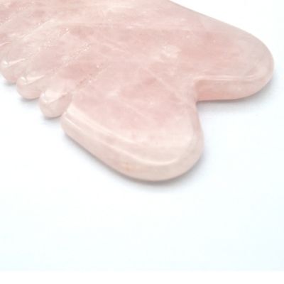 Handgemaakte natuurlijke rozenkwarts Gua Sha Schrapen Massage Kam Haar Guashsa voor hoofd Massage Modus nr. abkgs-030