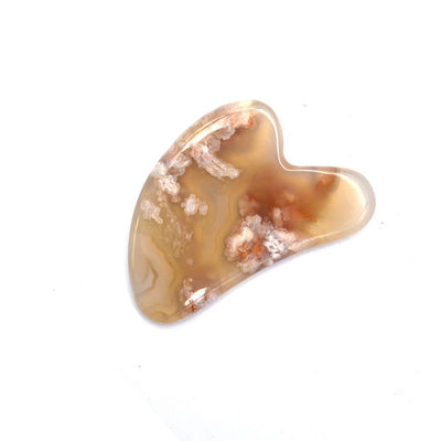 Lichaamsmassageur Natuurlijke hartvorm Kersenbloesem Agate Gua Sha Board Care Guasha Massage Tool met Custom Logo