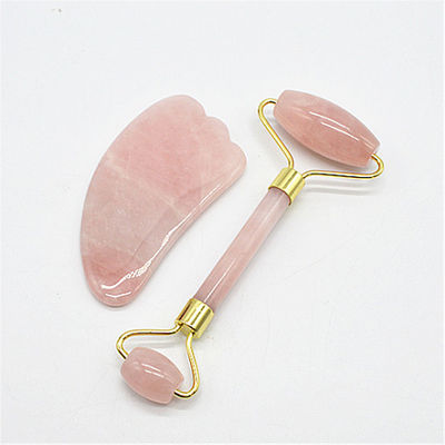 Gezichtsmassage en huidverzorging Rose Quartz Gua Sha Set met 90 mm lengte