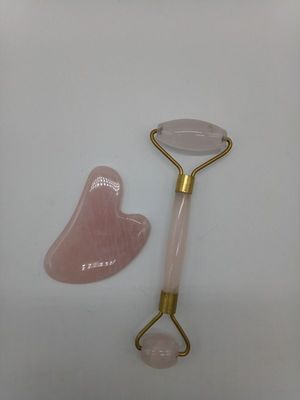 Natural Care Jade Stone Roller Set Voor Gezichtshuid Massager Gua Sha Tool Ontspannend Anti-Aging Rimpelbestrijdend Rose Quartz