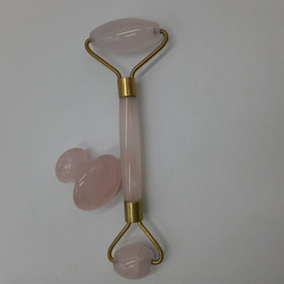 Natural Care Jade Stone Roller Set Voor Gezichtshuid Massager Gua Sha Tool Ontspannend Anti-Aging Rimpelbestrijdend Rose Quartz