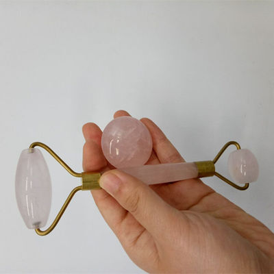 Natural Care Jade Stone Roller Set Voor Gezichtshuid Massager Gua Sha Tool Ontspannend Anti-Aging Rimpelbestrijdend Rose Quartz