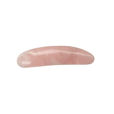 Verminder zwelling met gebogen cosmetische spatula en Mini Rose Quartz oogcrème applicator op gezicht Gua Sha massage stick