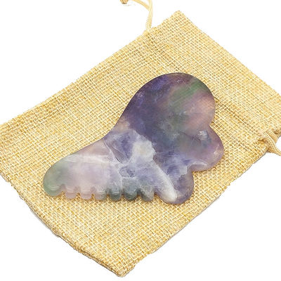 Natuurlijke regenboogfluoride met kleurrijke Gua Sha-schrapen massagetools 95*55mm