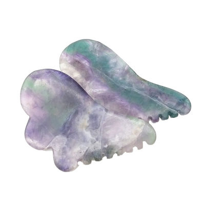 Natuurlijke regenboogfluoride met kleurrijke Gua Sha-schrapen massagetools 95*55mm
