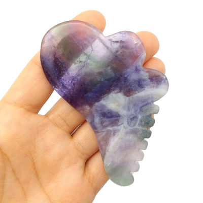 Natuurlijke regenboogfluoride met kleurrijke Gua Sha-schrapen massagetools 95*55mm