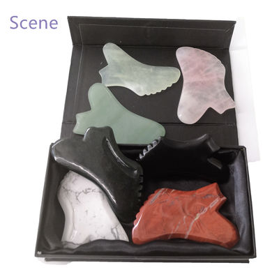 Edelsteen op maat Rozenkwarts Rood Jaspis Howliet Guasha Jade Gua Sha Gezichtsschrapen Massage Tool met Timing Control