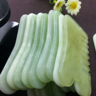 Handheld Abarke Natural Jade Stone Gua Sha Face Massage Haarkam met zes tanden Hoofdmassager