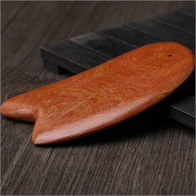 Rode Bian Steen Gua Sha Gereedschap Voor Schrapen Massager Lichaam 10,5cm*6cm*0,7cm Lengte
