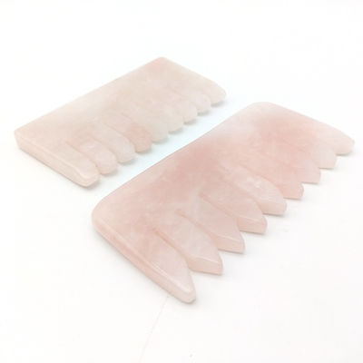 Gepersonaliseerd logo beschikbaar hoofdmassage kam Gua Sha gereedschap voor schoonheid 2024 natuurlijke roze kwarts
