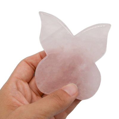 Zelf schoonheid instrument 90mm Roze vlinder Guasha Board met edelsteen Rose kwarts Gua Sha