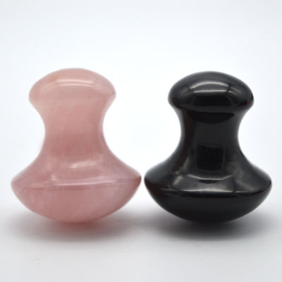 Natuurlijke edelstenen massagekist 35*40mm Handgemaakte rozenkwarts en zwarte obsidian paddenstoelvormige stenen voor genezing
