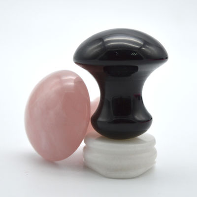 Natuurlijke edelstenen massagekist 35*40mm Handgemaakte rozenkwarts en zwarte obsidian paddenstoelvormige stenen voor genezing
