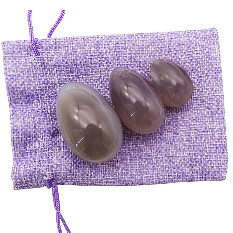 Yoni Eggs Set Healing Polished Grey Agate Egg Kaigl Vagina Dumbbell Yoni Massage Stones 3 maten voor intiem welzijn