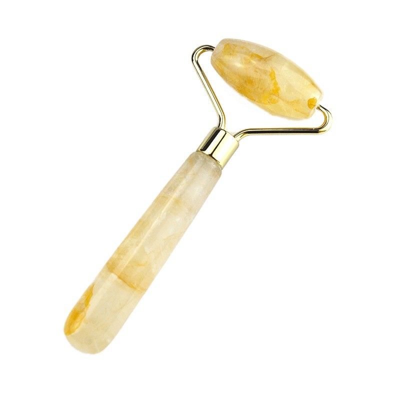 Gezichtsmassage gereedschappen natuurlijke gele citroen gezichtsroller 100% natuurlijke jade massager voor spiermassage huidverzorgingsproducten