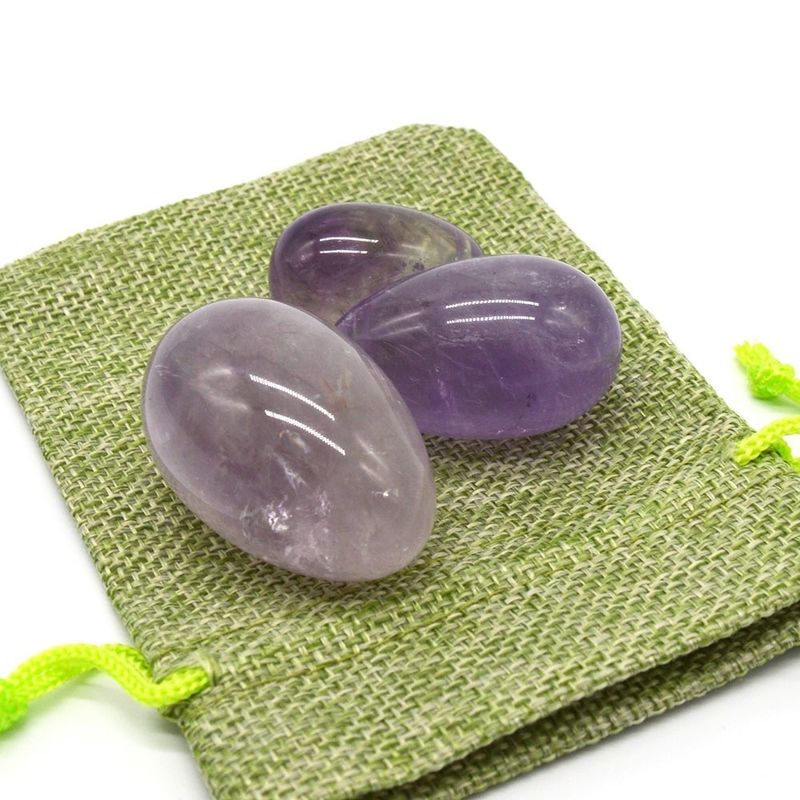 OEM geaccepteerde gesneden Yoni eieren voor vaginale oefening natuurlijke geboorde Amethyst Jade eieren
