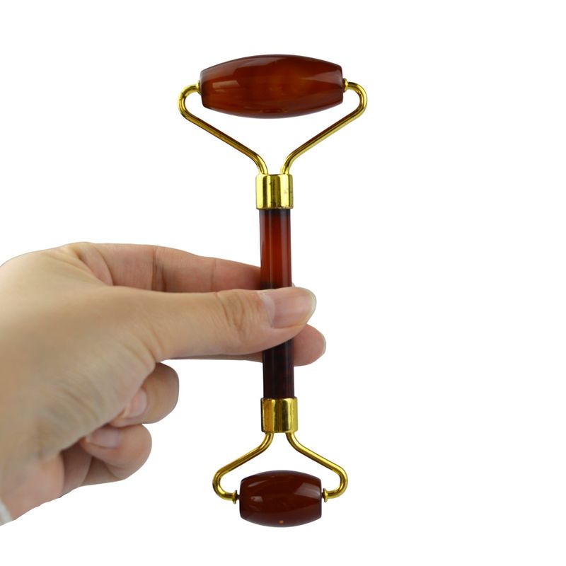 Gepersonaliseerd logo beschikbaard 100% Authentieke natuurlijke Carnelian Jade Guasha Roller Massage Anti-aging Face Gua Sha Roller