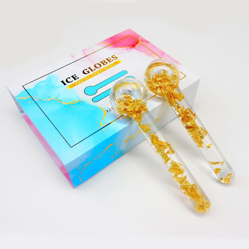 Koelende ijsbolletjes 24K Goud Gezichtsmassager Roller voor dagelijkse schoonheidsroutines om gezichtszwelling en donkere kringen te verminderen