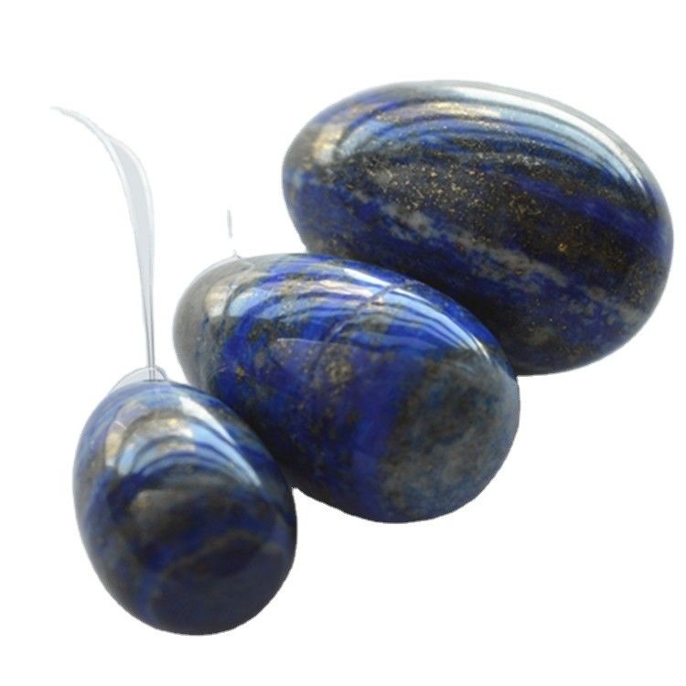 Set van 3 Lapis Lazuli Steen Eieren Natuurlijke Kegel Oefening Eieren Edelsteen Jade Yoni Eieren Gedrolde of Ongedrolde 3 maten Gemaakt