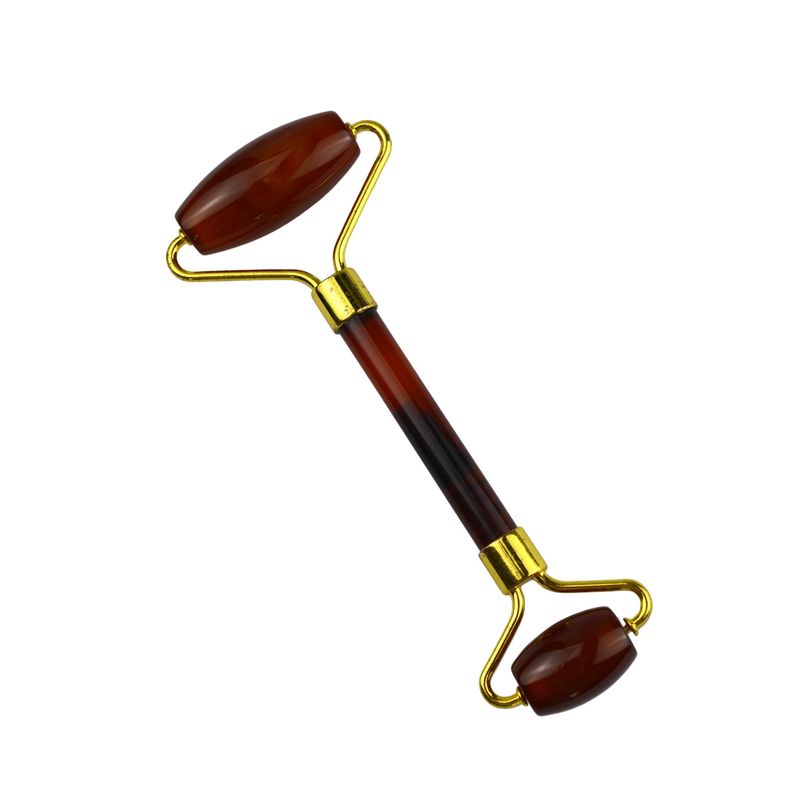 Gepersonaliseerd logo beschikbaar voor gezichtsschone producten Carnelian Guasha Face Roller voor 100% Natural Crystal Red Agate Massager