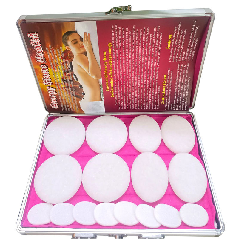 Muziek Functie 16pcs White Jade Energy Stone Beauty Massage Heater Spa Essentiële olie Massage Box Voor persoonlijke gezondheidszorg