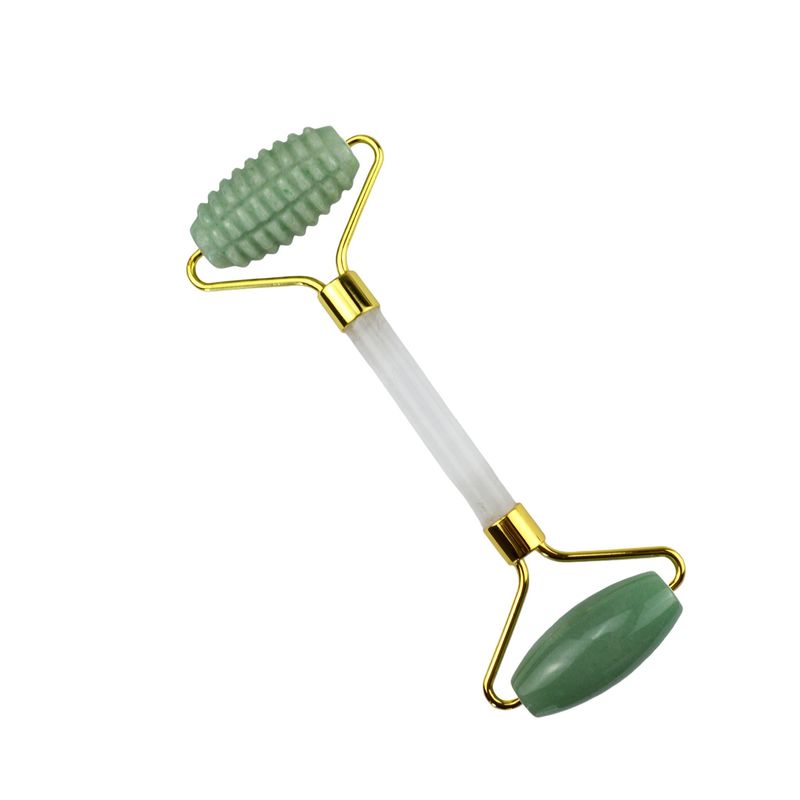 Custom Logo Groen Aventurine Gezicht Jade Roller Gua Sha Tools Crystal Handle Massager voor Gezicht Oog Nek Massage in 2024