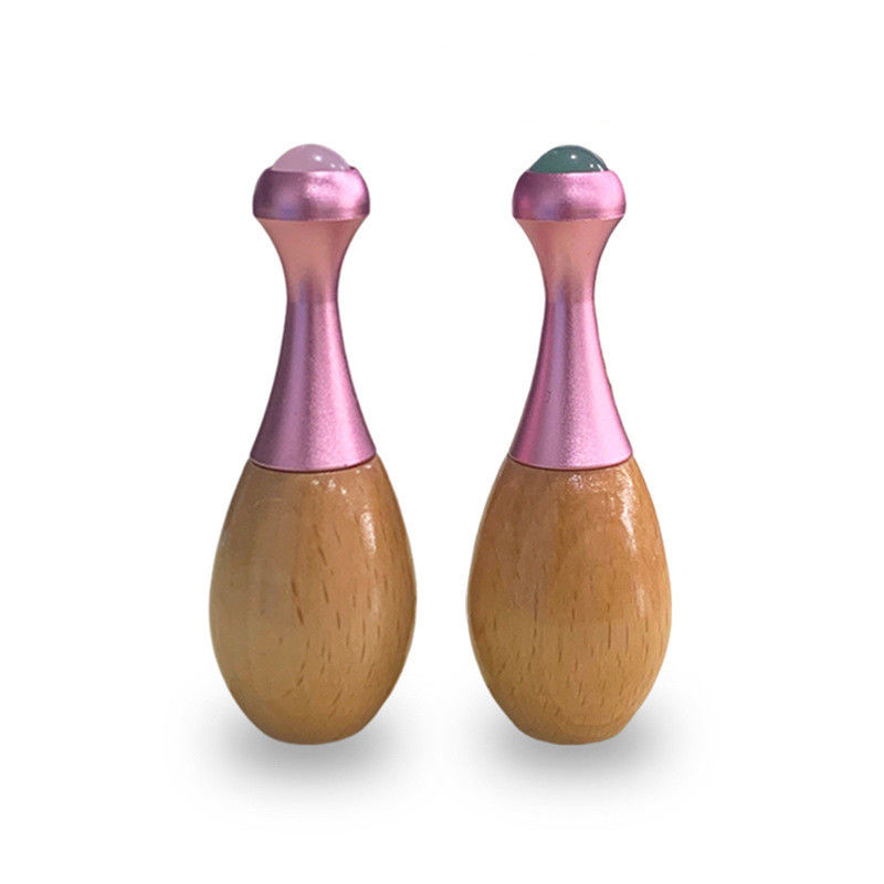 Houten handvat Jade Massage Roller Gezicht Gua Sha Massage Stick en oogverzorgingsinstrumenten voor het bevorderen van oogcrème absorptie