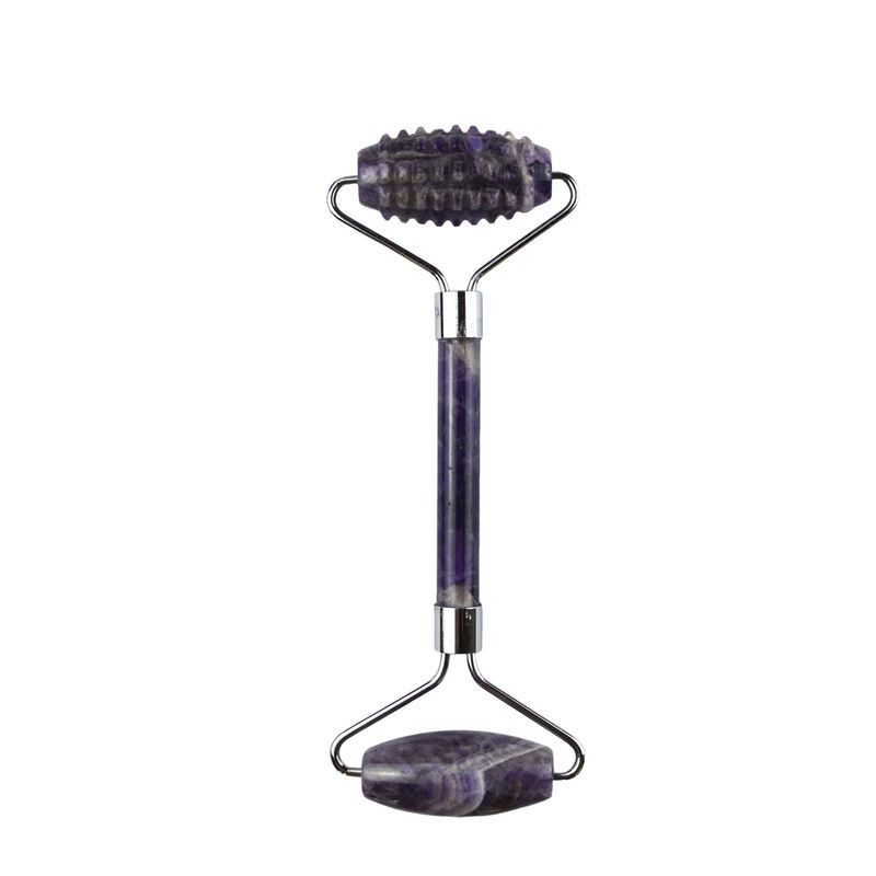 100% Echte Natuurlijke Anti Aging Guasha Massage Custom Amethyst Derma Gezicht Stone Ball Gua Sha Roller Massager met Logo