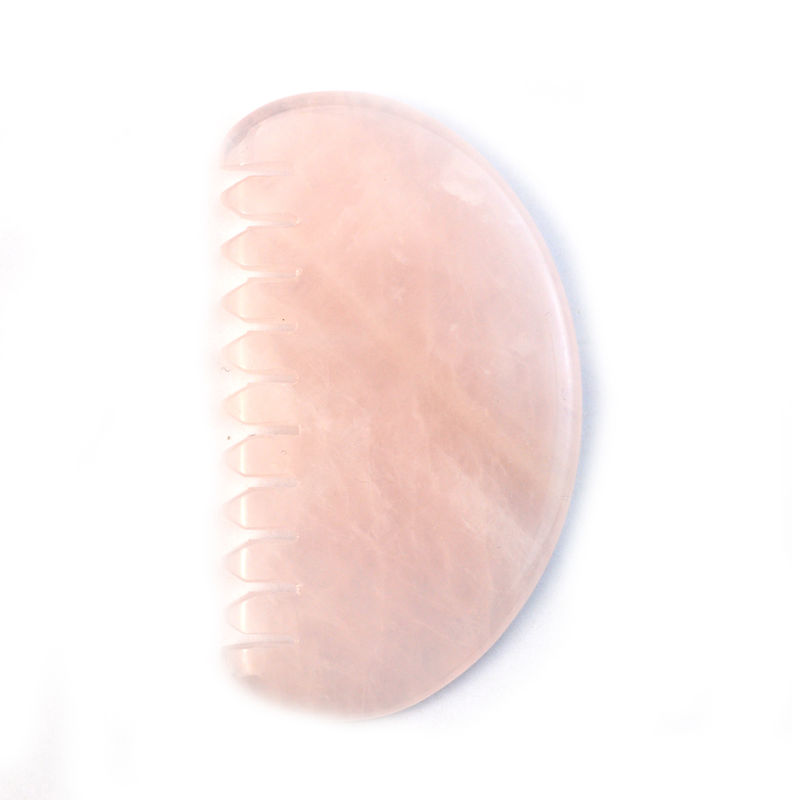 Gezichtsmassage Natural Rose Quartz Jade Haar Kam Gua Sha Tools Jade Scalp Massageur Voor Hoofdmassage Therapie Verlicht Scalp Spanning