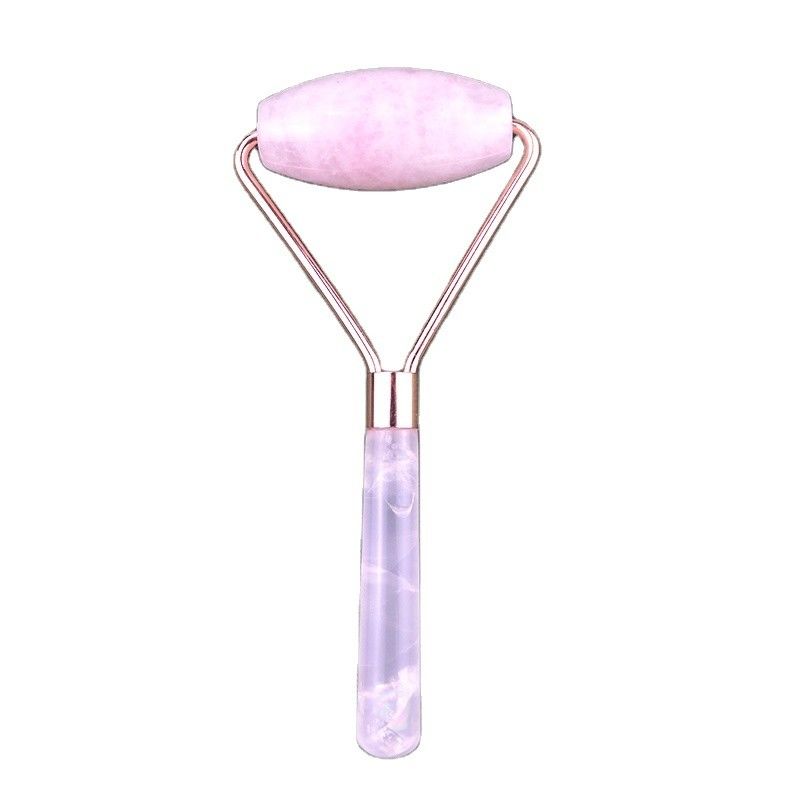 Natural Rose Quartz Face Guasha Massage Roller Gua Sha Jade Roller Voor Gezicht Anti-Aging Therapie Roze kleur Gezichtsmassageur