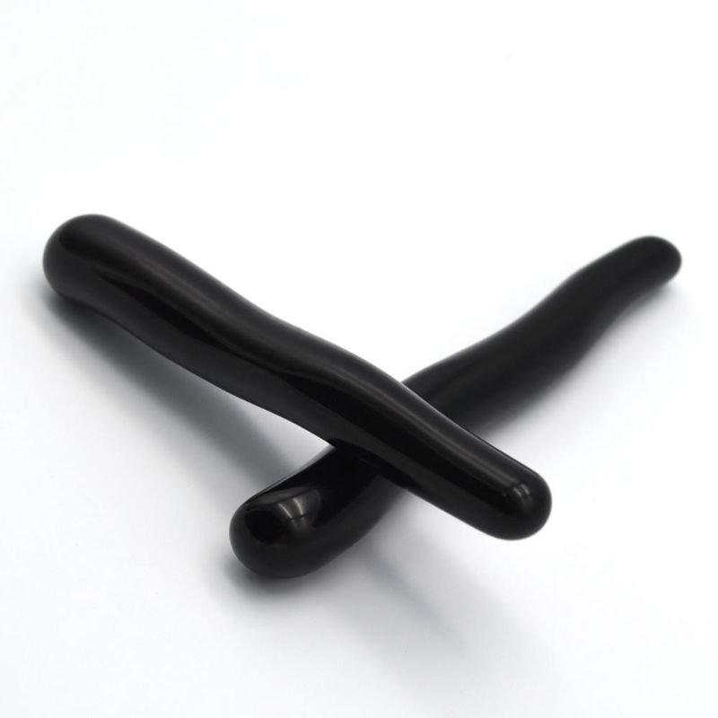 Natuur Edelsteen Yoni Geneesstokken Zwarte Obsidian gebogen massagestok voor vrouwen Crystal Healing
