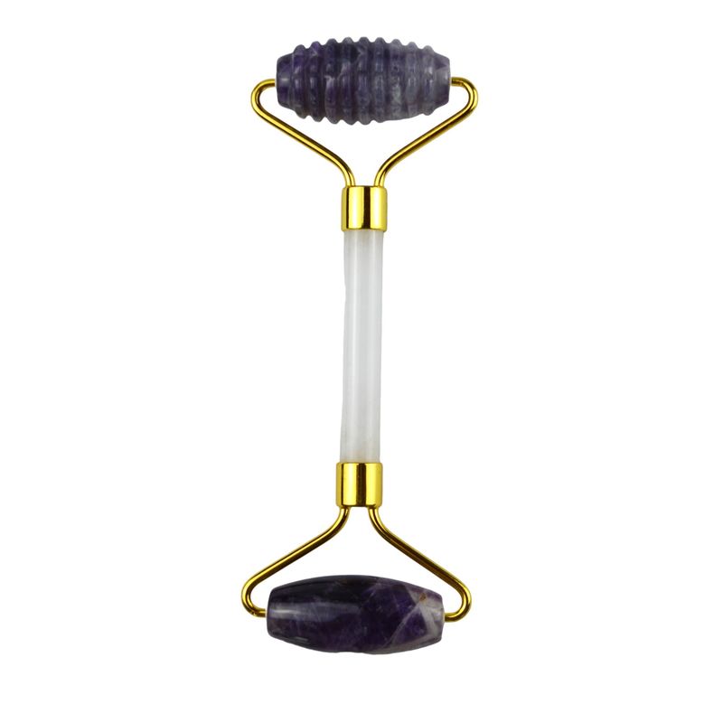 Anti-rimpel gezichtsmassage hulpmiddel Natuurlijke Amethyst Guasha Roller met geluidsvrije Jade Stone