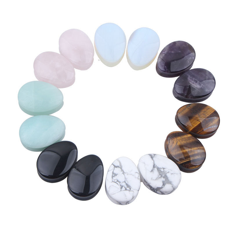 Stone Auricle Ear Expansion Pug Piercing Body Jewelry Natural Crystal Jade Stone Populair OEM ODM Agate Plug Tunnel Jewelry