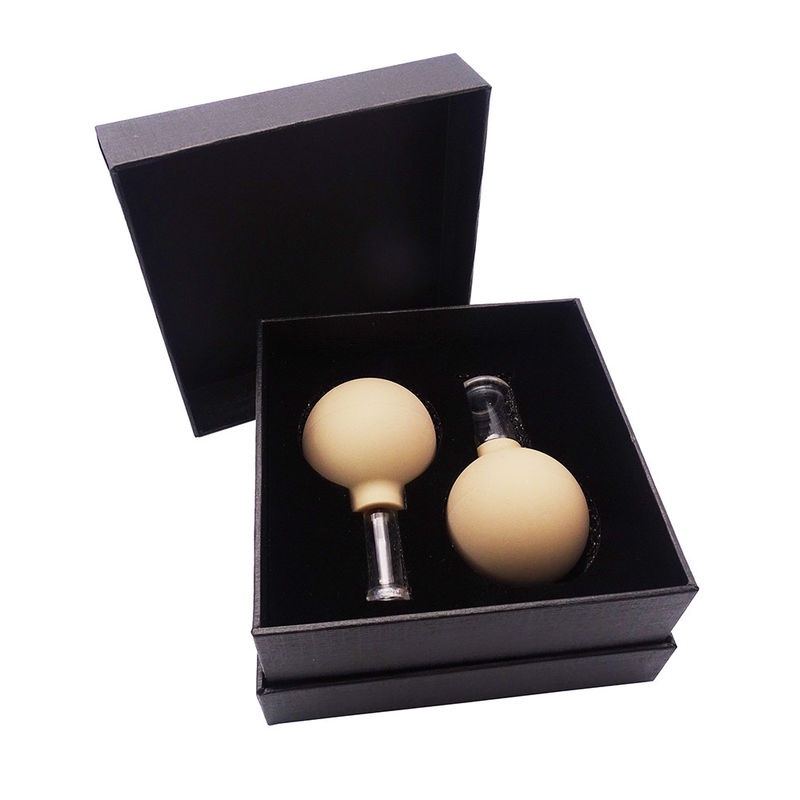 Lichtbruine glazen acupunctuur vacuüm Hijama Smart Facial Cupping Set Rubber Cupping Cupa Thearapy Massager voor het voordeel